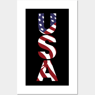 usa typography Posters and Art